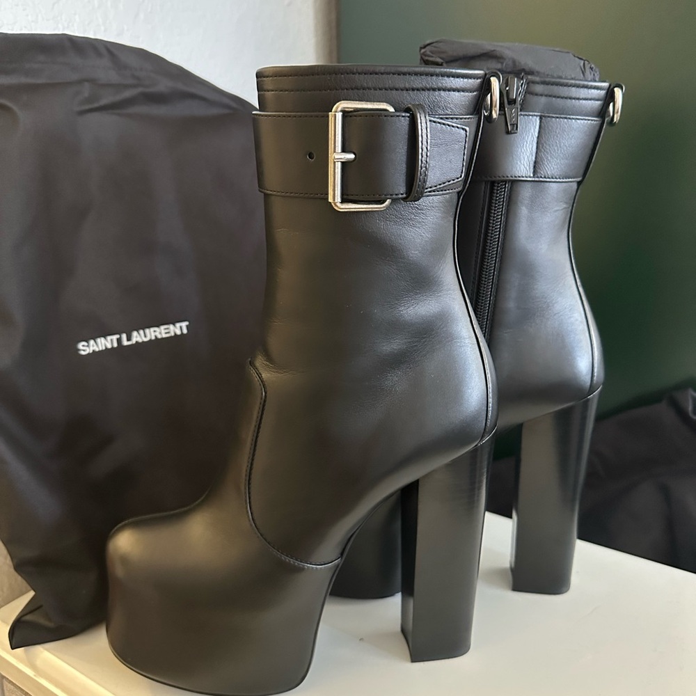 NWOB Saint Laurent Mina Platform Boots in Black